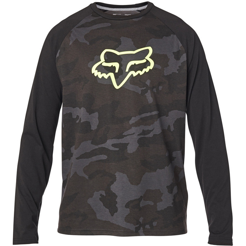 KOSZULKA FOX Z DŁUGIM RĘKAWEM TOURNAMENT TECH BLACK CAMO  ENDURO CROSS