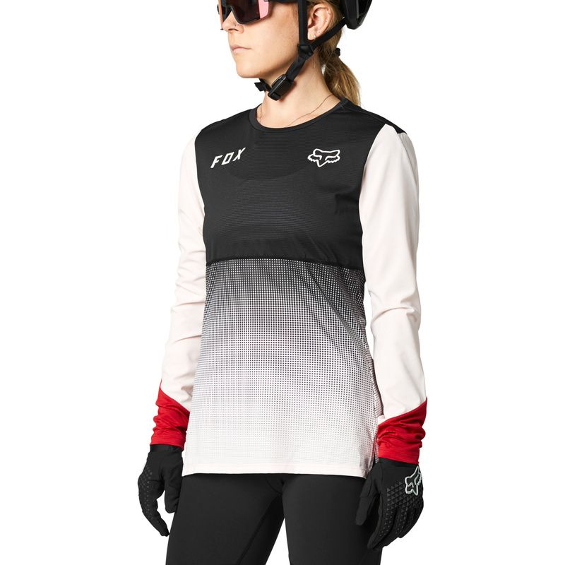 KOSZULKA ROWEROWA FOX LADY Z DŁUGIM RĘKAWEM FLEXAIR BLACK/PINK  ENDURO CROSS
