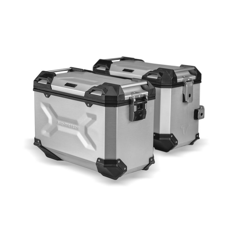 ZESTAW KUFRÓW BOCZNYCH TRAX ADV I STELAŻY SW-MOTECH YAMHA MT-07 TRACER (16-), SILVER 45/45L