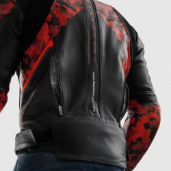 KURTKA SKÓRZANA REBELHORN VELOCE CAMO BLACK/FLUO RED 