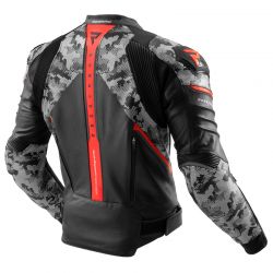 KURTKA SKÓRZANA REBELHORN VELOCE CAMO BLACK/GREY/FLUO RED 