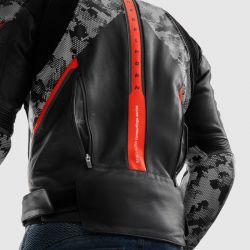 KURTKA SKÓRZANA REBELHORN VELOCE CAMO BLACK/GREY/FLUO RED 