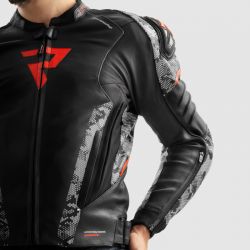 KURTKA SKÓRZANA REBELHORN VELOCE CAMO BLACK/GREY/FLUO RED 