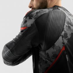 KURTKA SKÓRZANA REBELHORN VELOCE CAMO BLACK/GREY/FLUO RED 