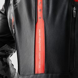 KURTKA SKÓRZANA REBELHORN VELOCE CAMO BLACK/GREY/FLUO RED 