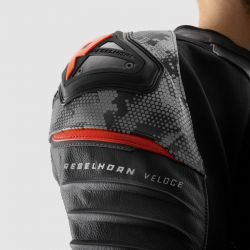 KURTKA SKÓRZANA REBELHORN VELOCE CAMO BLACK/GREY/FLUO RED 