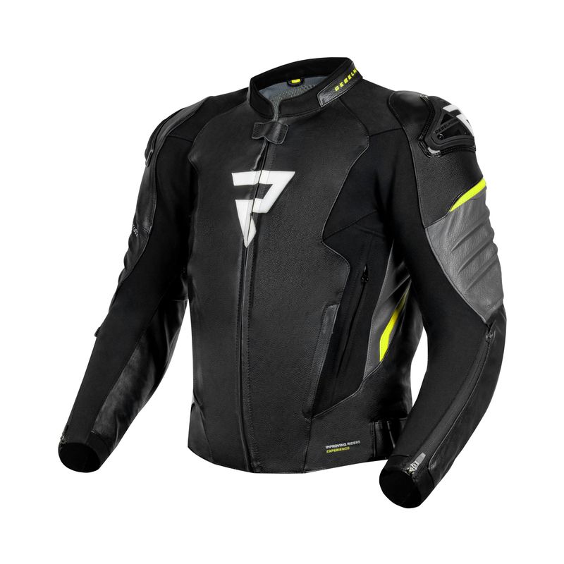 KURTKA SKÓRZANA REBELHORN VELOCE BLACK/GREY/FLUO YELLOW 
