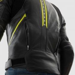 KURTKA SKÓRZANA REBELHORN VELOCE BLACK/GREY/FLUO YELLOW 