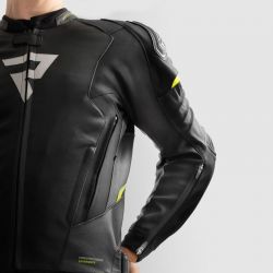 KURTKA SKÓRZANA REBELHORN VELOCE BLACK/GREY/FLUO YELLOW 