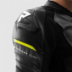 KURTKA SKÓRZANA REBELHORN VELOCE BLACK/GREY/FLUO YELLOW 