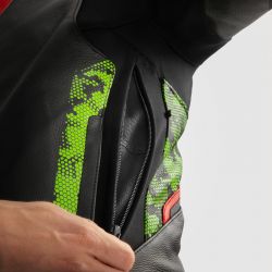 KURTKA SKÓRZANA REBELHORN VELOCE CAMO BLACK/GREEN/FLUO RED 