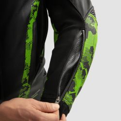 KURTKA SKÓRZANA REBELHORN VELOCE CAMO BLACK/GREEN/FLUO RED 