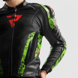 KURTKA SKÓRZANA REBELHORN VELOCE CAMO BLACK/GREEN/FLUO RED 