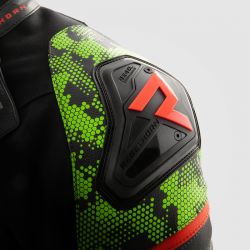 KURTKA SKÓRZANA REBELHORN VELOCE CAMO BLACK/GREEN/FLUO RED 
