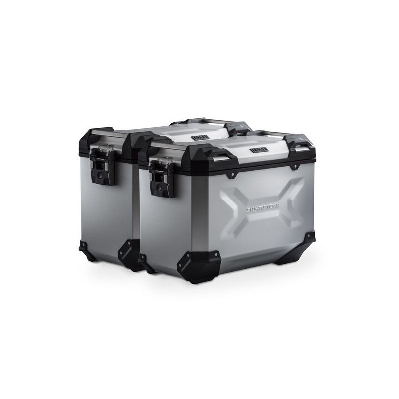 ZESTAW KUFRÓW BOCZNYCH TRAX ADV I STELAŻY SW-MOTECH MOTO GUZZI STELVIO (23-) SILVER 45/45L
