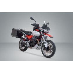 ZESTAW KUFRÓW BOCZNYCH TRAX ADV I STELAŻY SW-MOTECH MOTO GUZZI V85 TT / STRADA (24-) BLACK 37/45L