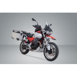 ZESTAW KUFRÓW BOCZNYCH TRAX ADV I STELAŻY SW-MOTECH MOTO GUZZI V85 TT / STRADA (24-) SILVER 37/45L