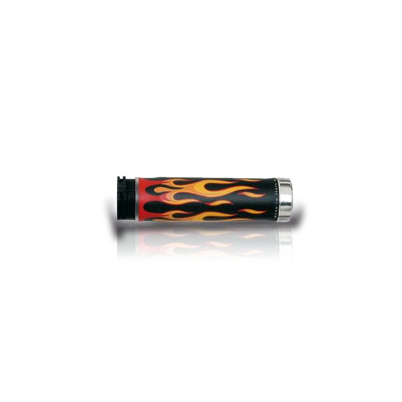 HARRI'S WYPRZEDAŻ MANETKI 02601-FF PŁOMIENIE KOŃCÓWKA CHROM (130 MM/22 MM) BEZ OTWORU KOLOR CZARNY/ŻÓŁTY/CZERWONY