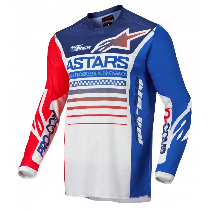 BLUZA ALPINESTARS RACER COMPASS WHITE/FLUO RED/BLUE 
