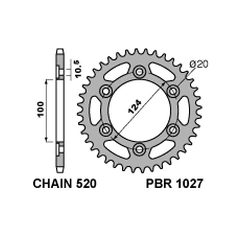 PBR ZĘBATKA TYLNA 1027 42 C45 DUCATI MONSTER 695/800 (JTR735.42) (ŁA