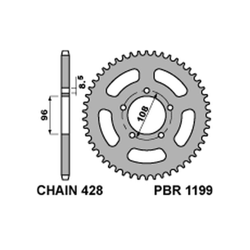 PBR ZĘBATKA TYLNA 1199 49 C45 MZ 125 RT/SM (ŁAŃC. 428)