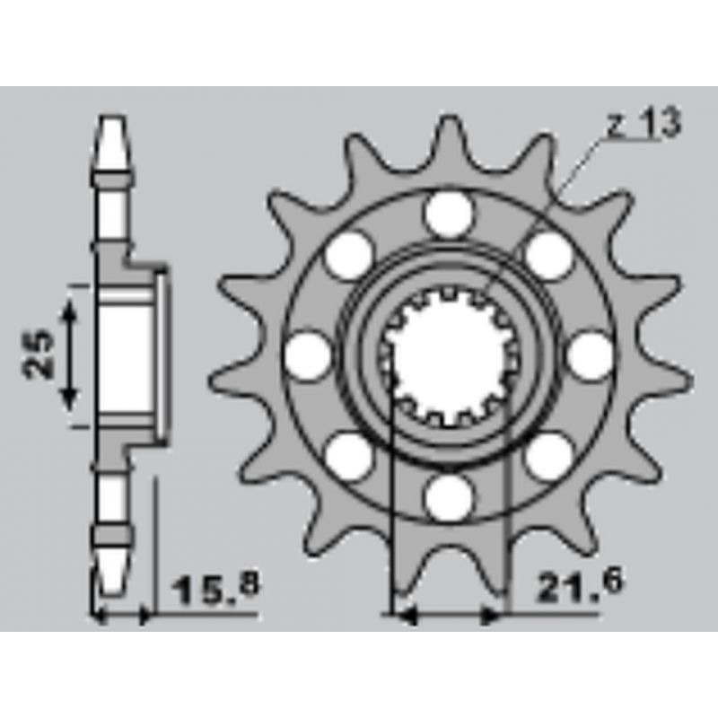 CHT ZĘBATKA PRZEDNIA 2093M 15 KAWASAKI ZX6R 05-06(ŁAŃC.520)