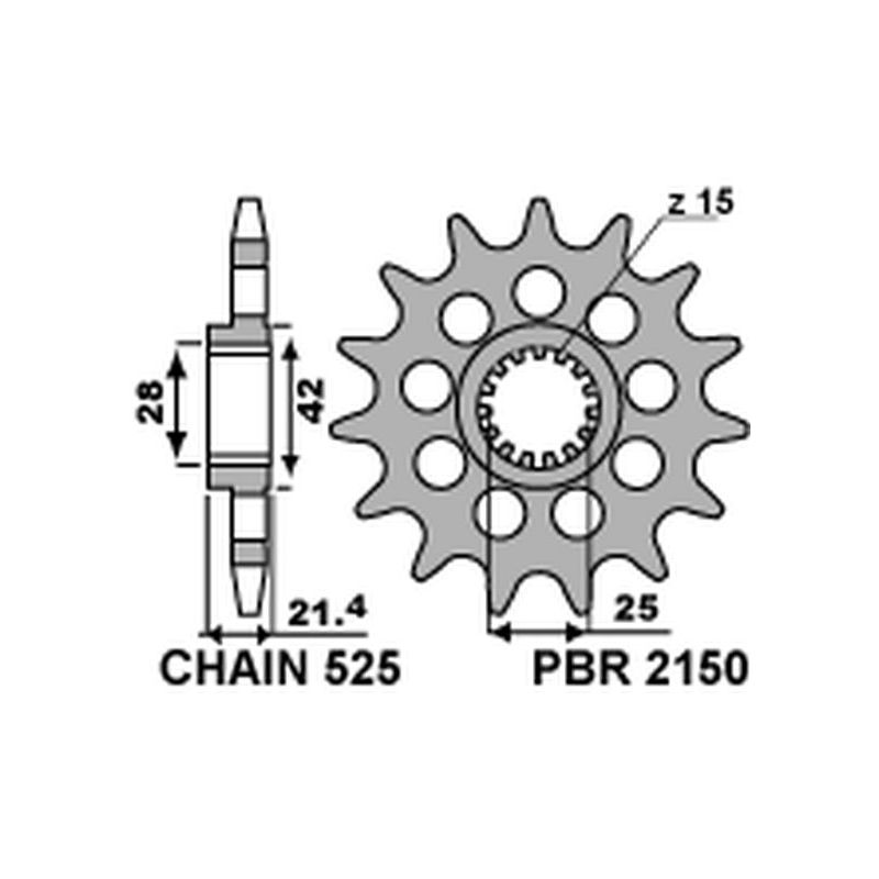 PBR ZĘBATKA PRZEDNIA 2150 16 18NC APRILIA 750/1200 (ŁAŃC. 525) (JTF