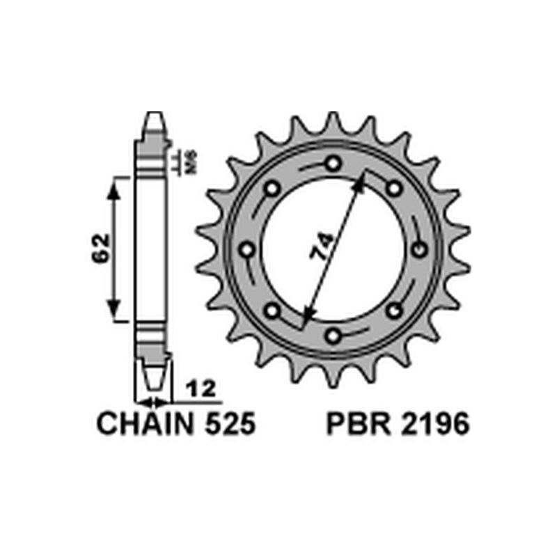 PBR ZĘBATKA PRZEDNIA 2196 22 18NC GILERA GP 800 (09-13), APRILIA SRV8