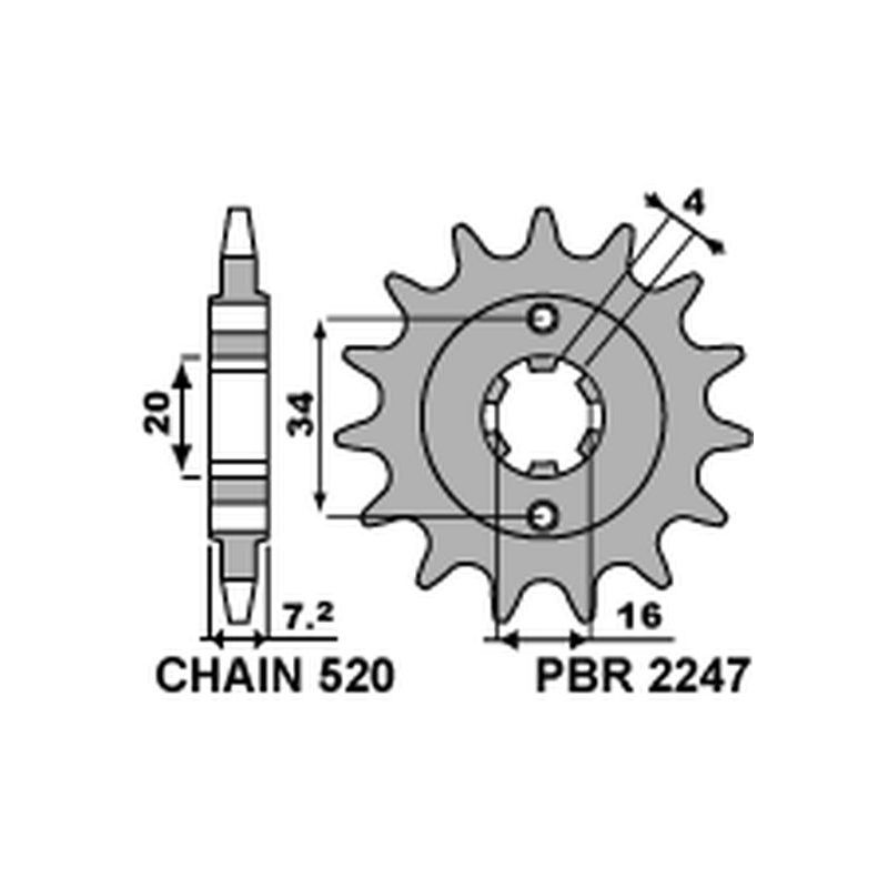 PBR ZĘBATKA PRZEDNIA 2247 13 18NC KTM 125 DUKE 11-16 (-1) (ŁAŃC. 52