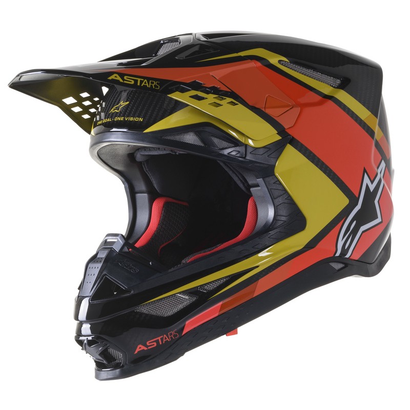 KASK ALPINESTARS SUPERTECH S-M10 CARBON BLACK YELLOW/ORANGE GLOSSY 