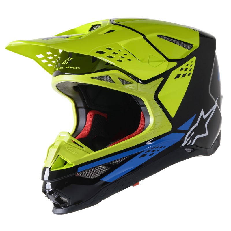 KASK ALPINESTARS SUPERTECH S-M8 FACTORY BLACK/FLUO YELLOW/BLUE GLOSSY 