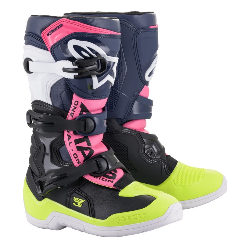 BUTY ALPINESTARS TECH 3S JUNIOR BLACK DARK BLUE FLUO PINK 
