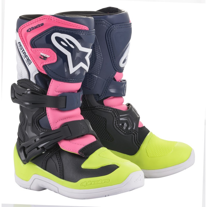 BUTY ALPINESTARS TECH 3S KIDS JUNIOR BLACK DARK BLUE FLUO PINK 