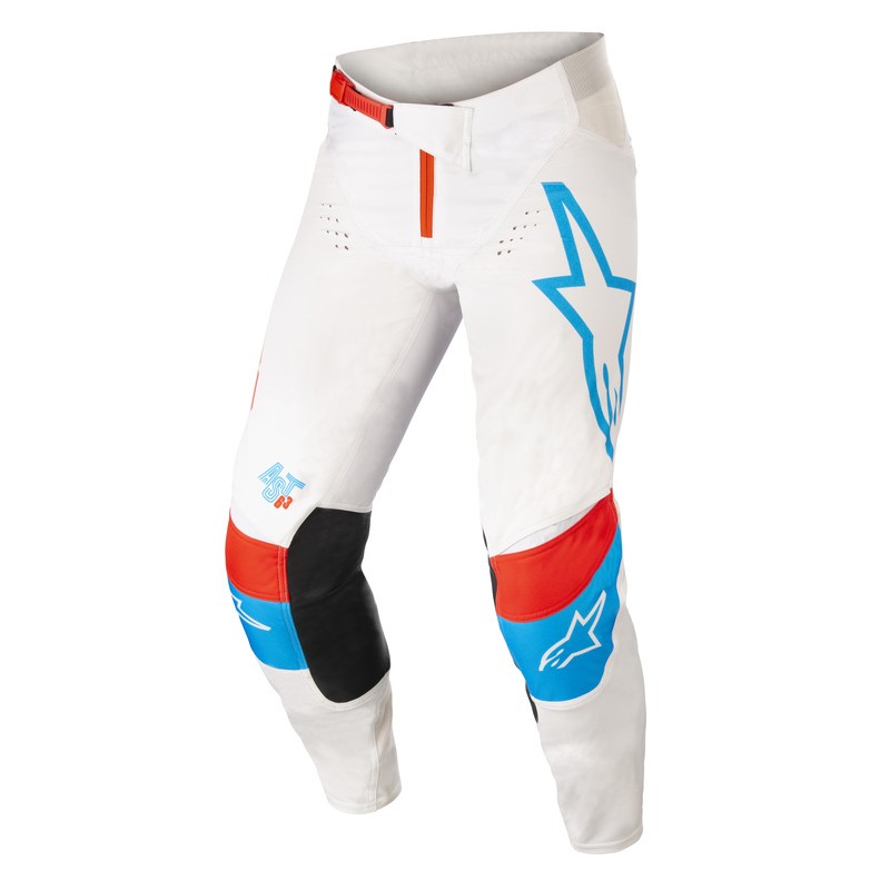 SPODNIE ALPINESTARS TECHSTAR QUADRO OFF WHITE/NEON BLUE/BRIGHT RED 