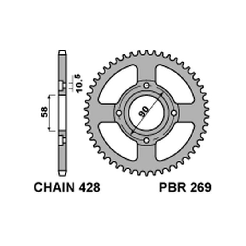 PBR ZĘBATKA TYLNA 269 39 HONDA CB 125T 78-82 (JTR269.39) (ŁAŃC. 428