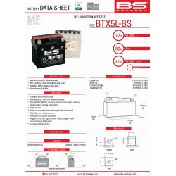 BS AKUMULATOR BTX5L-BS (YTX5L-BS) 12V 4AH 114X71X106 BEZOBSŁUGOWY - E