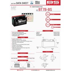 BS AKUMULATOR BT7B-BS (YT7B-BS) 12V 6,5AH 150X65X93 BEZOBSŁUGOWY - EL