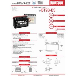 BS AKUMULATOR BT9B-BS (YT9B-BS) 12V 8AH 150X70X105 BEZOBSŁUGOWY - ELE