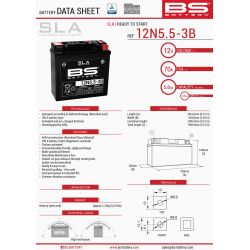 BS AKUMULATOR 12N5,5-3B (FA) (12N5,5-3B) 12V 5,5AH 138X61X131 BEZOBSŁ