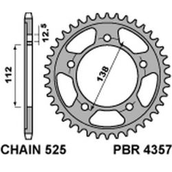 PBR ZĘBATKA TYLNA 4357 48C45 HONDA XL 1000V VARADERO 99-13 (+1) (JTR1
