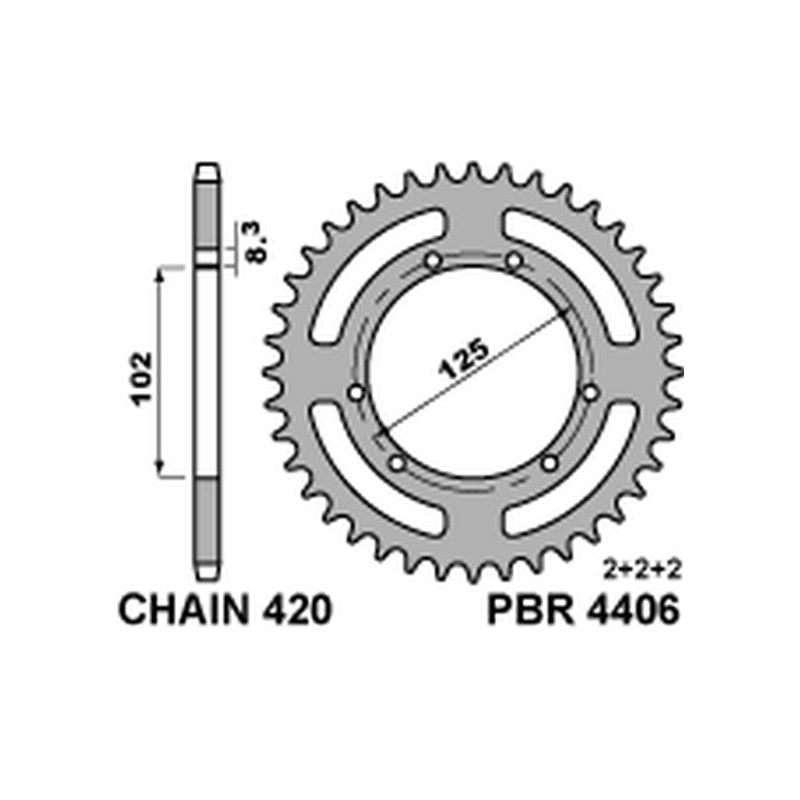 PBR ZĘBATKA TYLNA 4406 53 F DERBI SENDA 50R/SM 00-12 (ŁAŃC. 420) (J