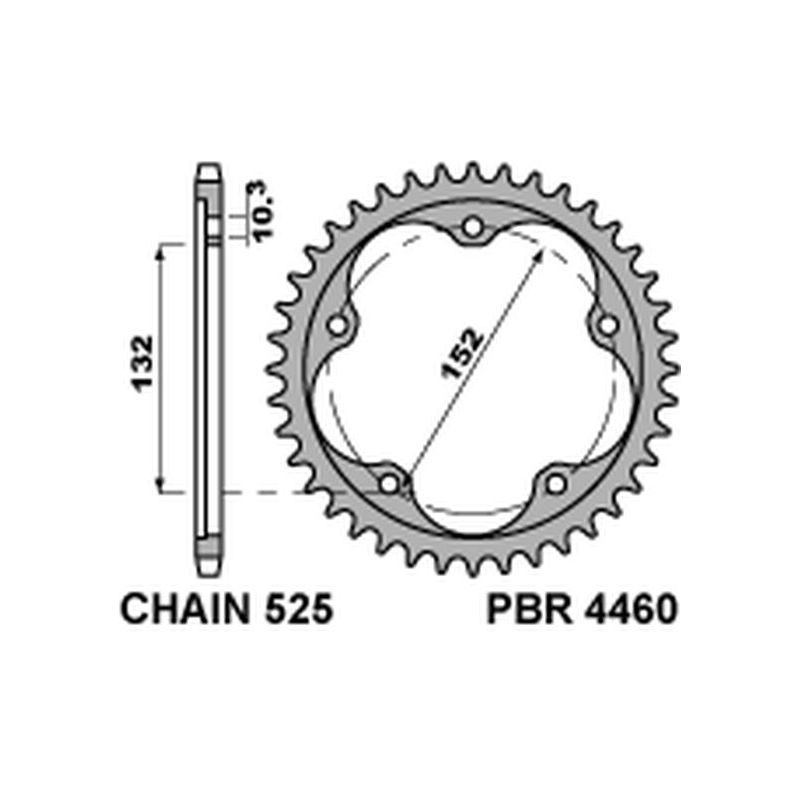 PBR ZĘBATKA TYLNA 4460 43 ( STAL HARTOWANA ) MV AUGUSTA 800/910/920/9