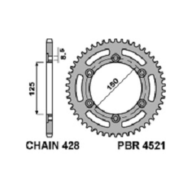 PBR ZĘBATKA TYLNA 4521 45 F HONDA CG 125 ES (04-06) (ŁAŃC. 428)
