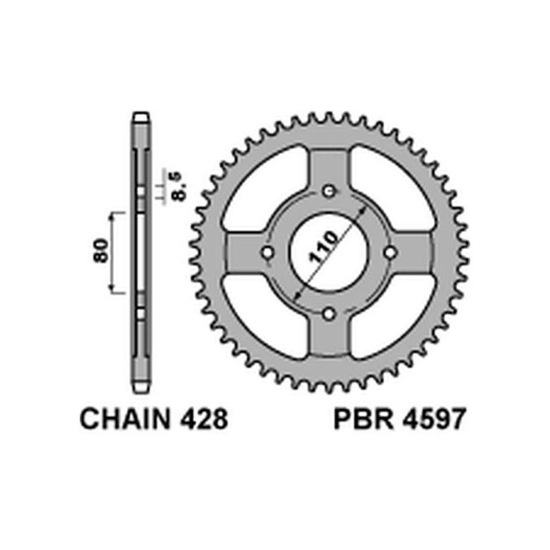 PBR ZĘBATKA TYLNA 4597 42 C45 HONDA CBF 125 09-14 (JTR1219.42) (ŁAŃ
