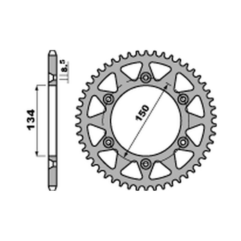 PBR ZĘBATKA TYLNA ALUMINIOWA (ERGAL) 489 47 C45 KAWASAKI KX/ KXF (ŁA
