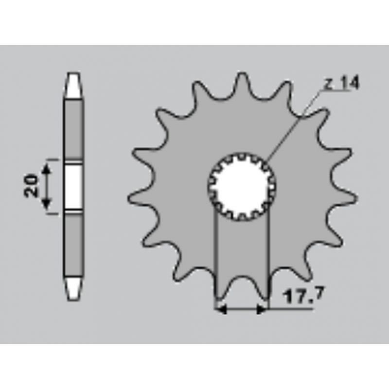 JR ZĘBATKA PRZEDNIA 577 17 (55817JT) YAMAHA YZ 80/85, DT 125R, TDR 12