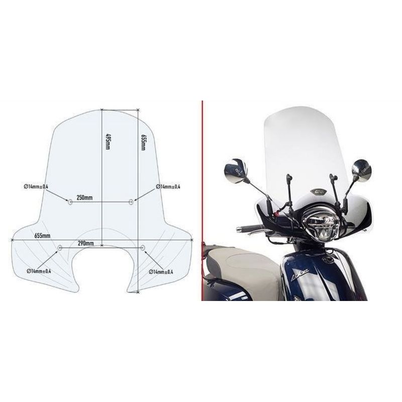 KAPPA SZYBA KYMCO LIKE 125 (17-18) PRZEZROCZYSTA 49,5 x 65,5 cm - POTR