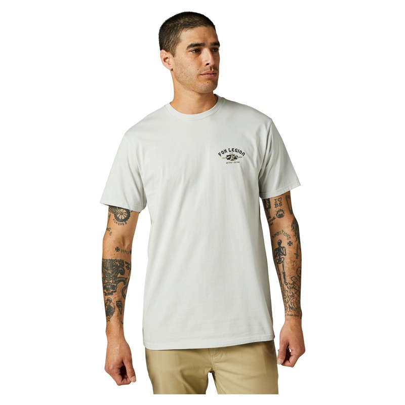 T-SHIRT FOX AT BAY PREMIUM LIGHT GREY  ENDURO CROSS
