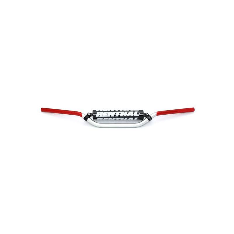 RENTHAL KIEROWNICA 7/8 CALA (22MM) MX HANDLEBAR SILVER/RED RC HIGH PAD