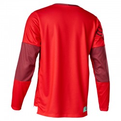 KOSZULKA ROWEROWA Z DŁUGIM RĘKAWEM FOX JUNIOR DEFEND MOTH FLUO RED  ENDURO CROSS